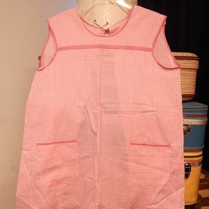 VINTAGE BUTTON BACK PINK & WHITE GINGHAM SMOCK APR